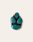 Vintage Navajo Turquoise Cluster Sterling Silver Ring Size 6