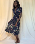 Vintage 1940s Floral Chiffon Dress | Antique Semi-Sheer Day Gown