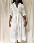 Vintage Edwardian White Cotton Eyelet Dress