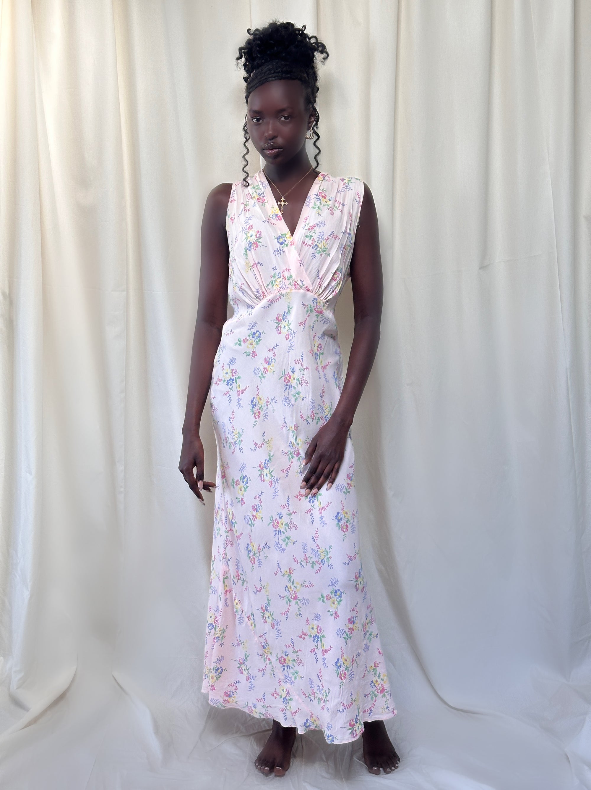 Vintage 1930’s Rayon Flower Print Slip Dress