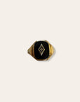 Vintage 1940’s Art Deco Onyx 10k Gold Diamond Ring Size 12.5