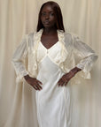 Vintage 1930s Creme Silk Bed Jacket | Delicate Boudoir Lingerie Layering Top