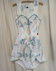 Vintage 1930s Cotton Rare Novelty Print Playsuit | Cutout Romper with Ribbon Detail