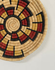 Vintage Hopi Coiled Flat Basket | Handwoven Native American Wall Art | Geometric Polychrome Woven Basket Tray