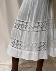 Vintage Edwardian Cotton Gauze Cloth Crochet Pleated Petticoat Skirt
