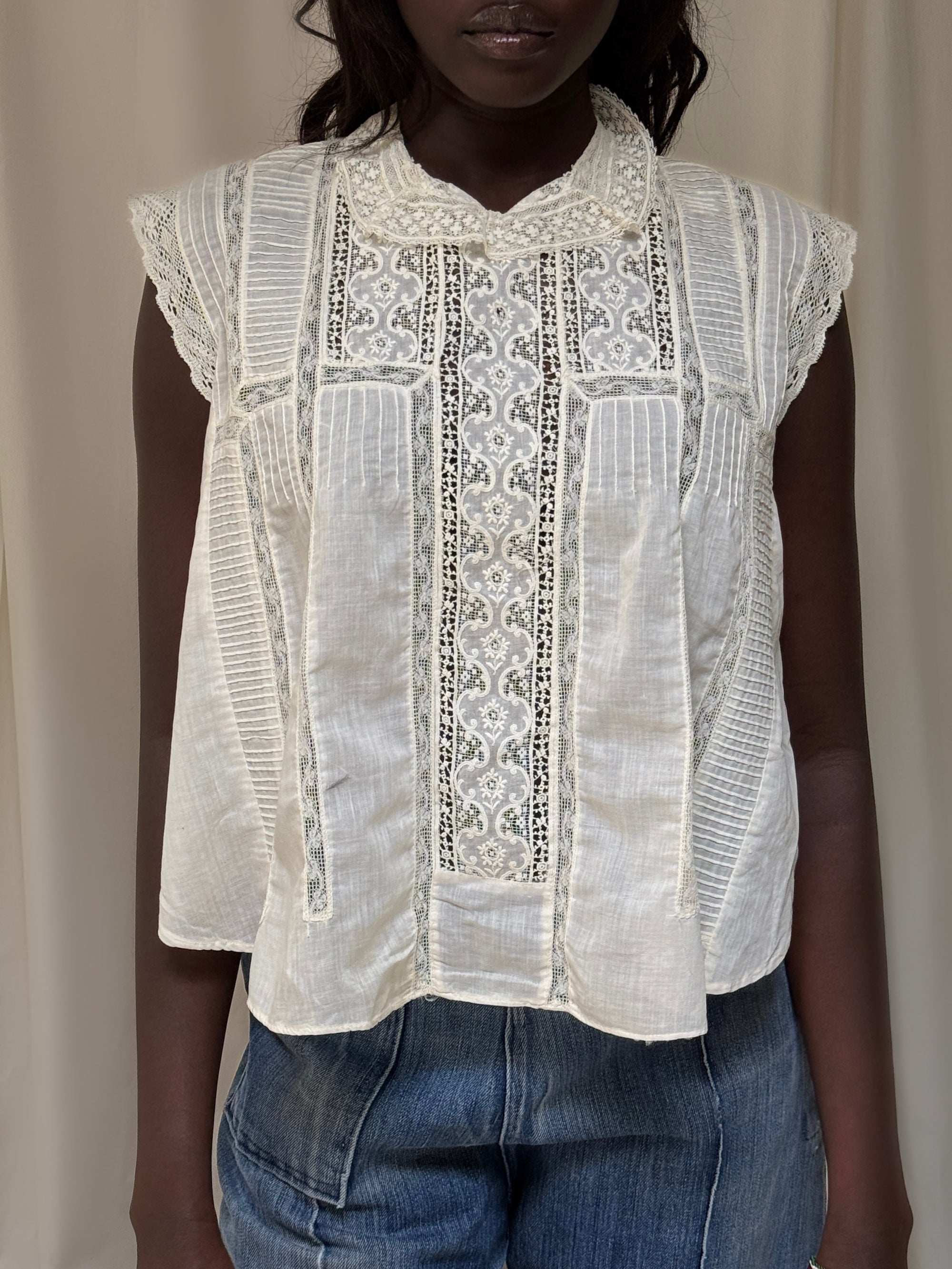 Vintage Edwardian Pleats & Lace Blouse