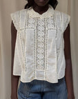 Vintage Edwardian Pleats & Lace Blouse | Antique White Cotton Romantic Top