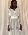 Vintage Edwardian Gauze Cotton Eyelet Lawn Dress
