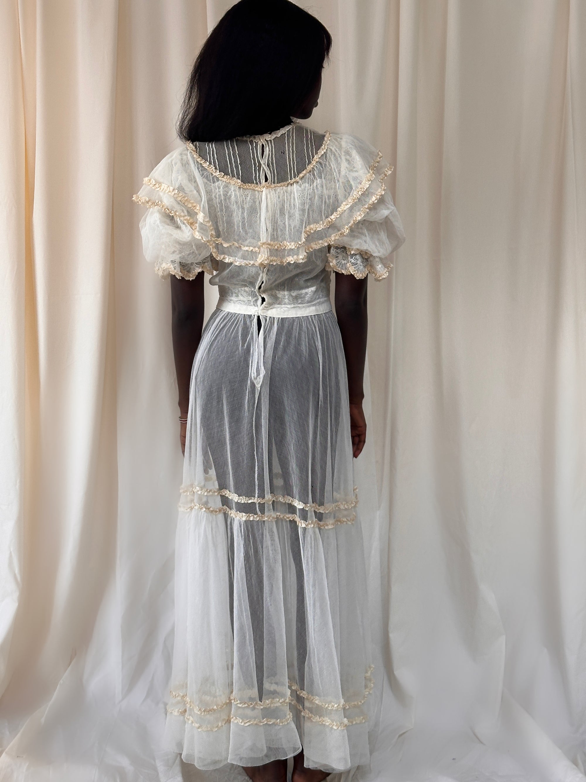 Vintage Edwardian Layed Mesh Tea Dress