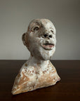 Vintage Expressionist Earthenware Bust Sculpture | Hand Sculpted Studio Pottery Portrait | Modernist MCM Folk Art Head