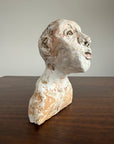 Vintage Expressionist Earthenware Bust Sculpture | Hand Sculpted Studio Pottery Portrait | Modernist MCM Folk Art Head