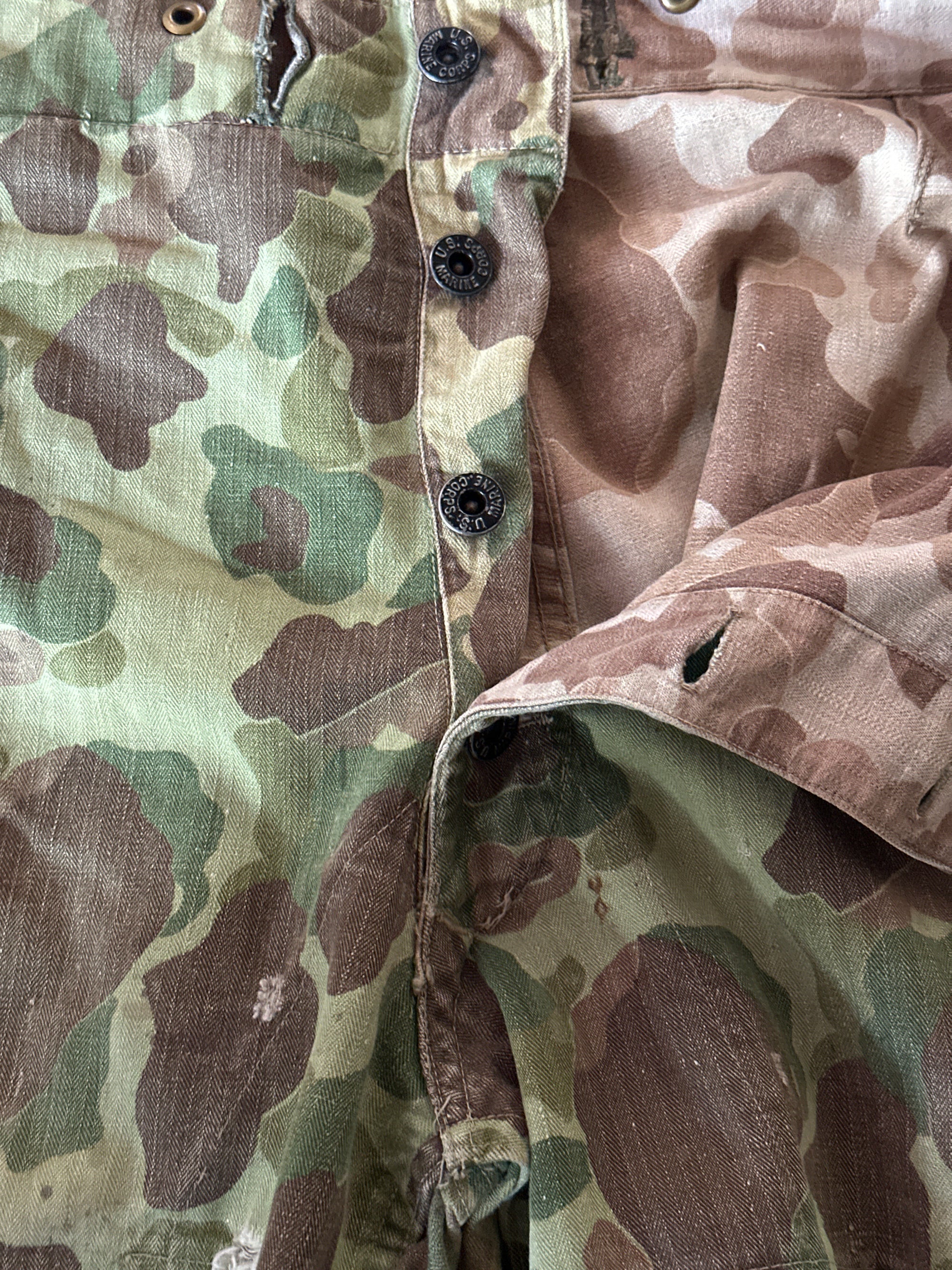 Vintage WWII USMC P44 TROUSERS Frogskin CAMOUFLAGE W:34