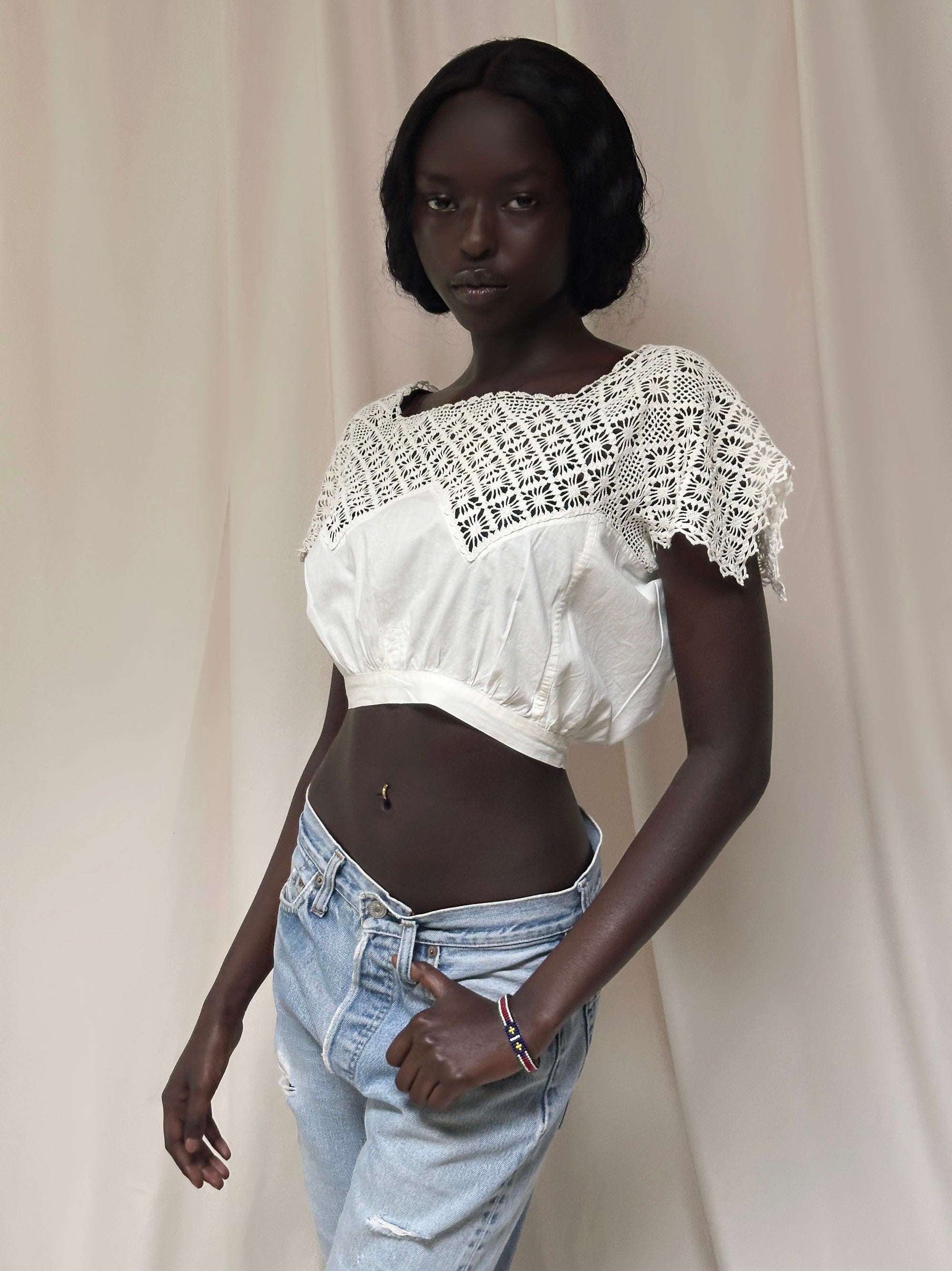 Vintage Edwardian Crochet Bodice Top