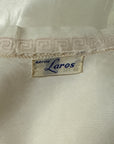 Vintage 1940s Greek Key Pattern Rayon Bias Cut Slip Dress | Antique Ivory Nightgown Negligée