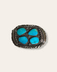 Vintage 1970’s Four Stones Turquoise & Sterling Silver Belt Buckle