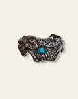 Vintage Brutalist Sterling Silver and Turquoise Cuff