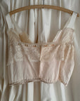 Vintage 1900s Silk & Lace Camisole Top | Edwardian Ivory Lace Bustier Crop | Antique Lingerie Blouse