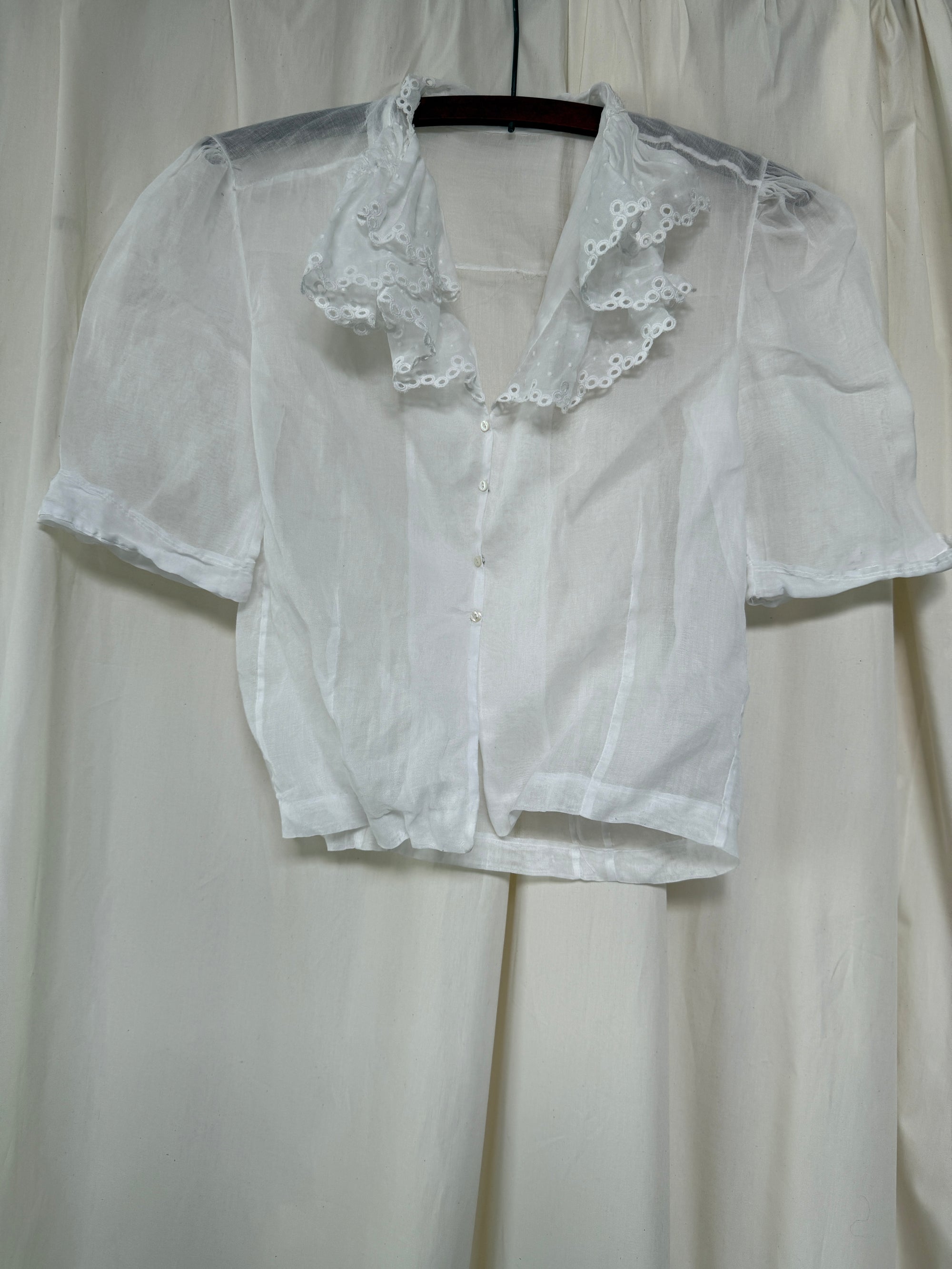 Vintage Edwardian Organza Cotton Blouse
