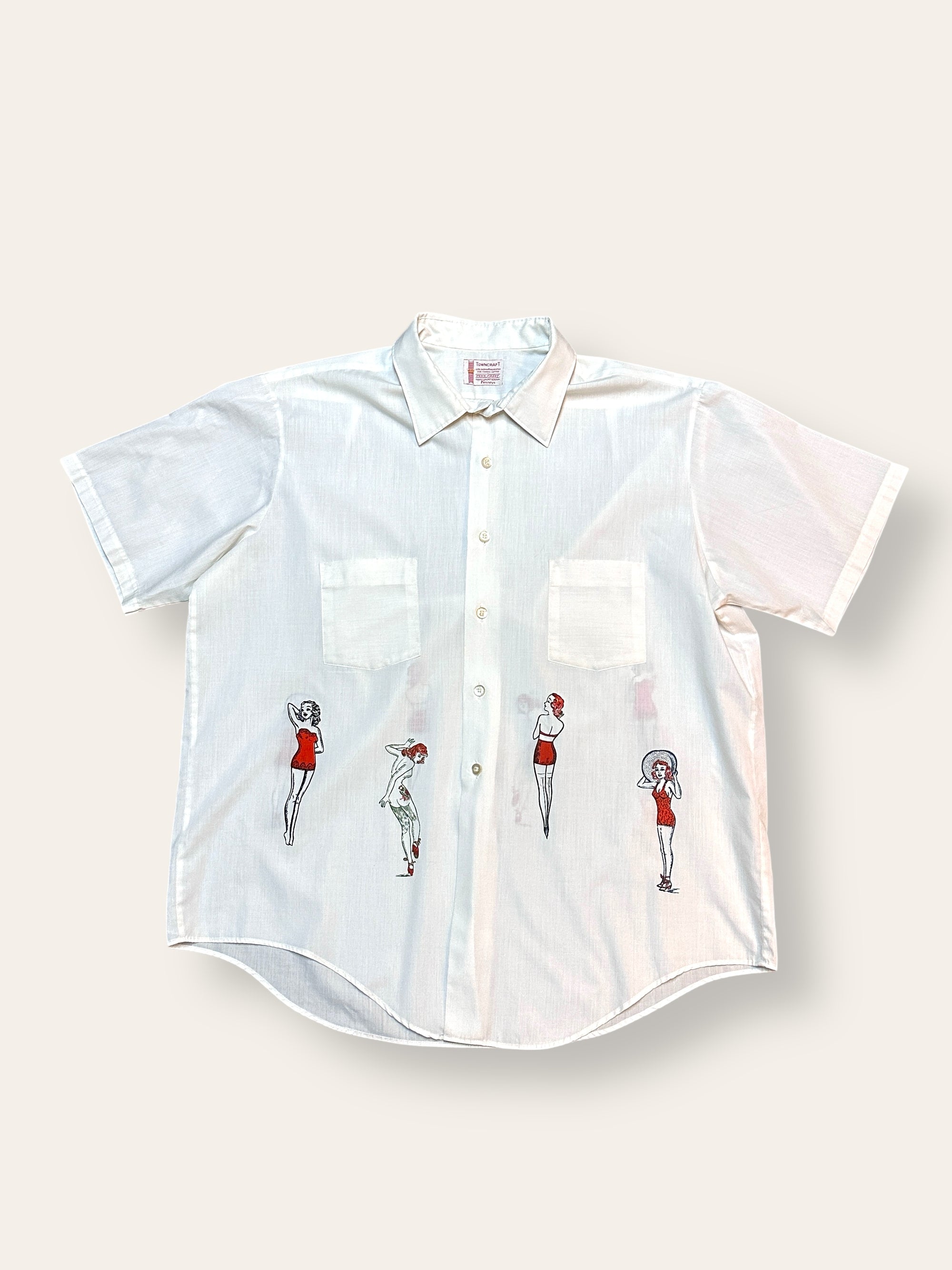 Vintage 1940’s Pin-up Transfers 70’s Towncraft Button Down Shirt