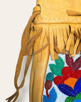 Vintage 1950s Northern Plains Medicine Bag Native American Beaded Leather Bag | Floral Seed Bead Design | Handmade Tribal Art Purse