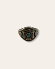 Vintage Fed Harvey Era Thunderbird Sterling Silver and Turquoise Ring Size 7.5