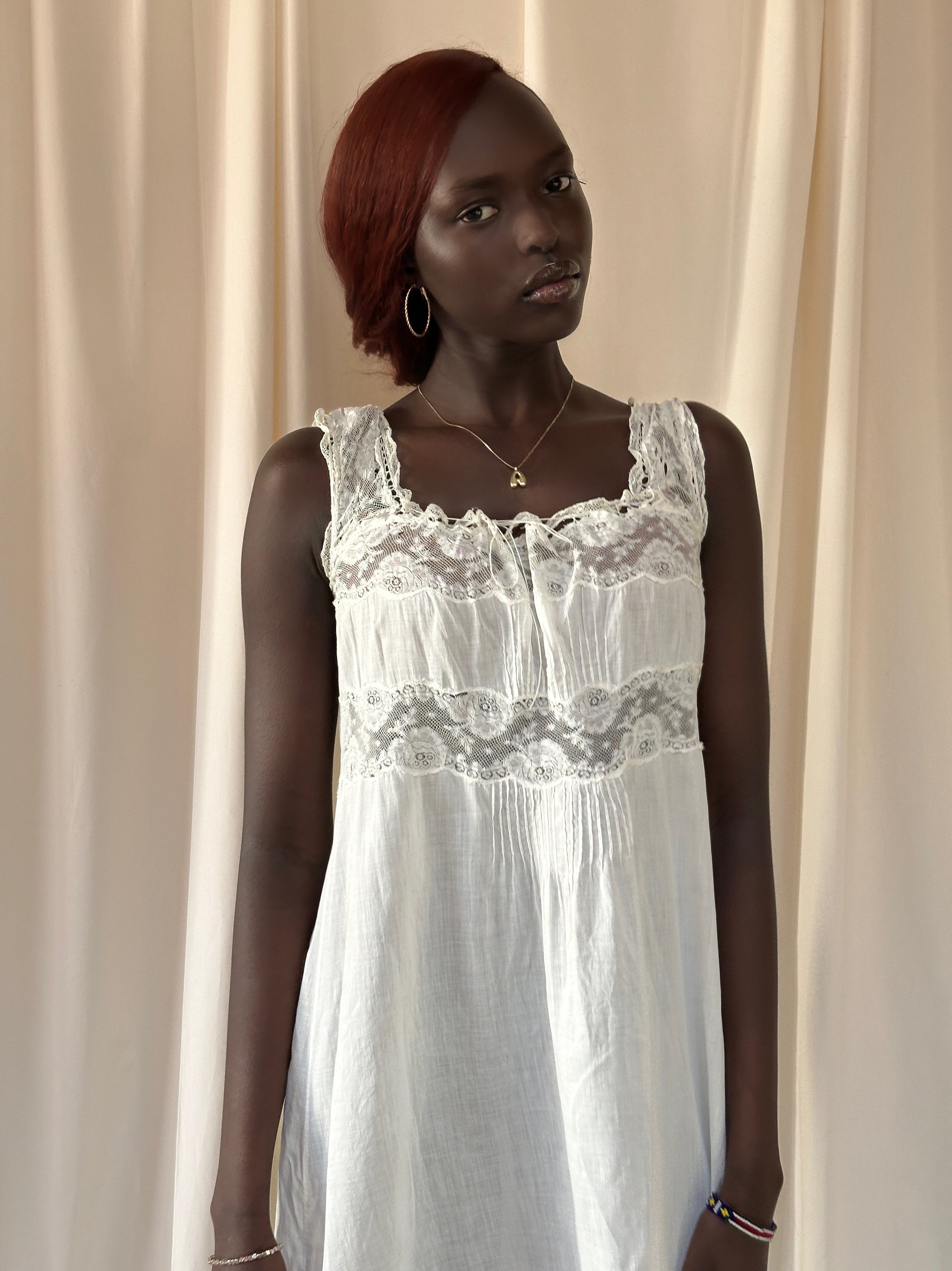 Vintage 1900’s Cotton & Lace Gauze Cotton Dress