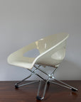 Vintage Mid Century Modern Mini Shell Chair | White Scoop Accent Chair | Space Age Atomic MCM Design Chair