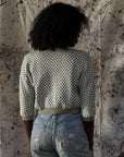 Vintage 1940’s Sage Jacquard Knit Cardigan