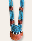 Vintage Santo Domingo Turquoise Inlay Spiny Oyster Shell Necklace