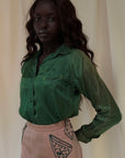 Vintage 1940's Gabardine Hollywood Western Skirt | Chain Stitch Embroidery, Rhinestones & Suede Fringe