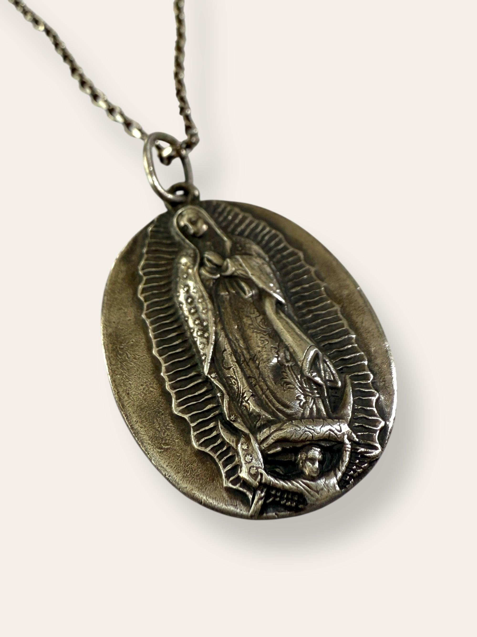 Vintage 1955 Lady of Guadalupe Sterling Silver Necklace