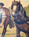 Vintage English MCM Pub Sign "The Steamer" | Mid Century Horse & Cart Tavern Wall Art | Framed British Bar Hand Painted Art