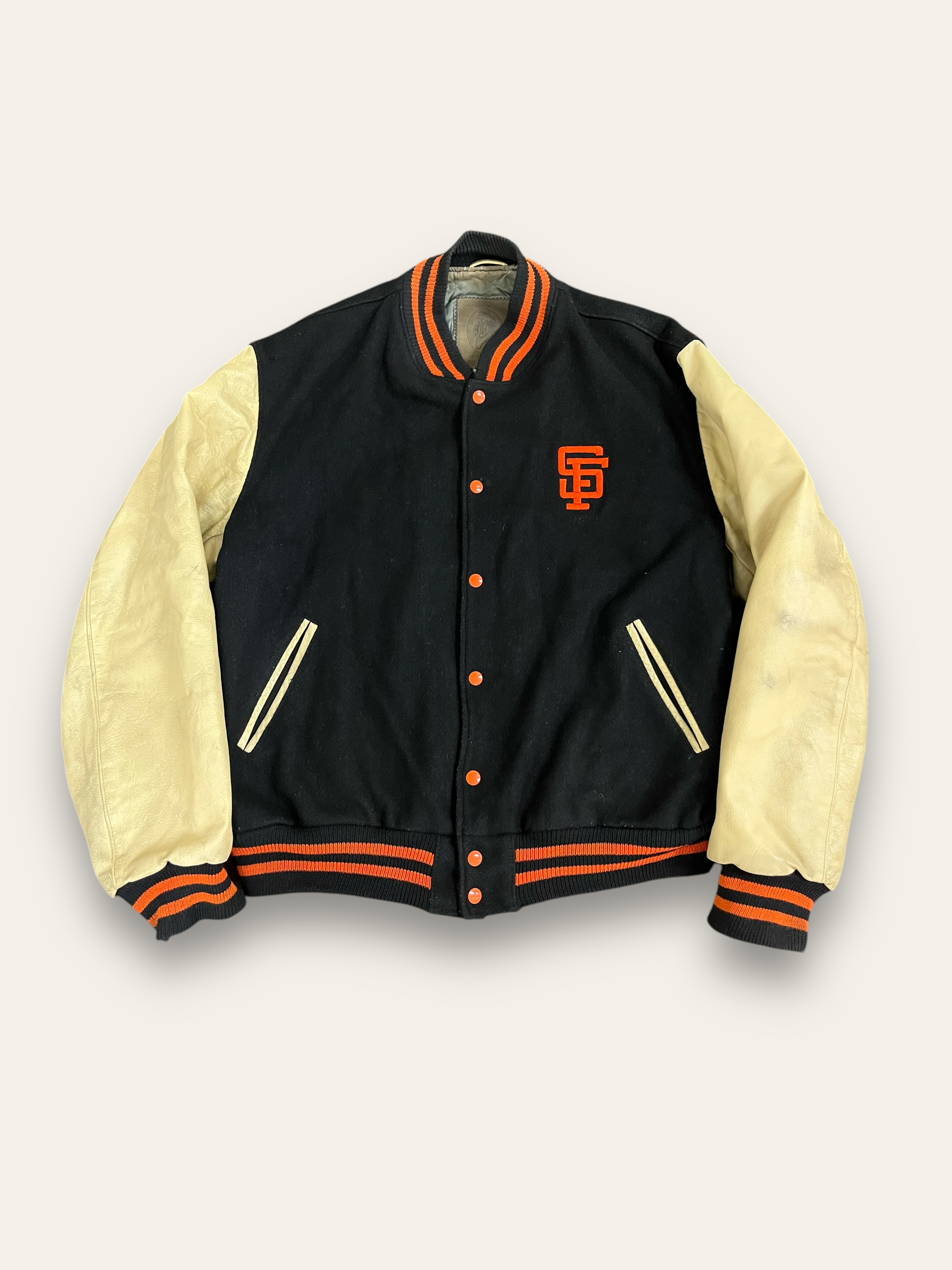 Vintage 1990’s Golden Bear Giants Wool Leather Jacket