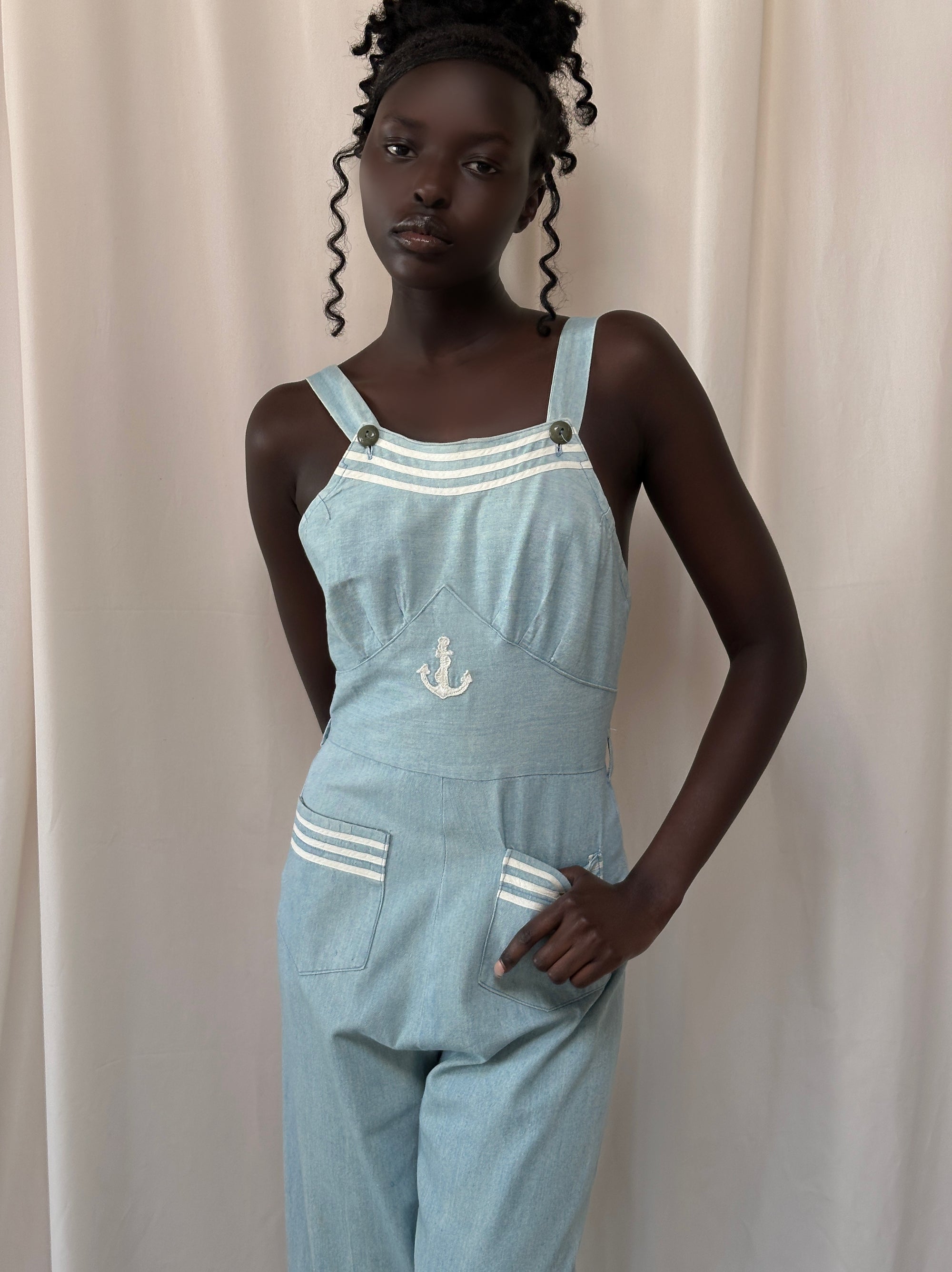 Vintage 1930’s Embellished Twill Jumpsuit