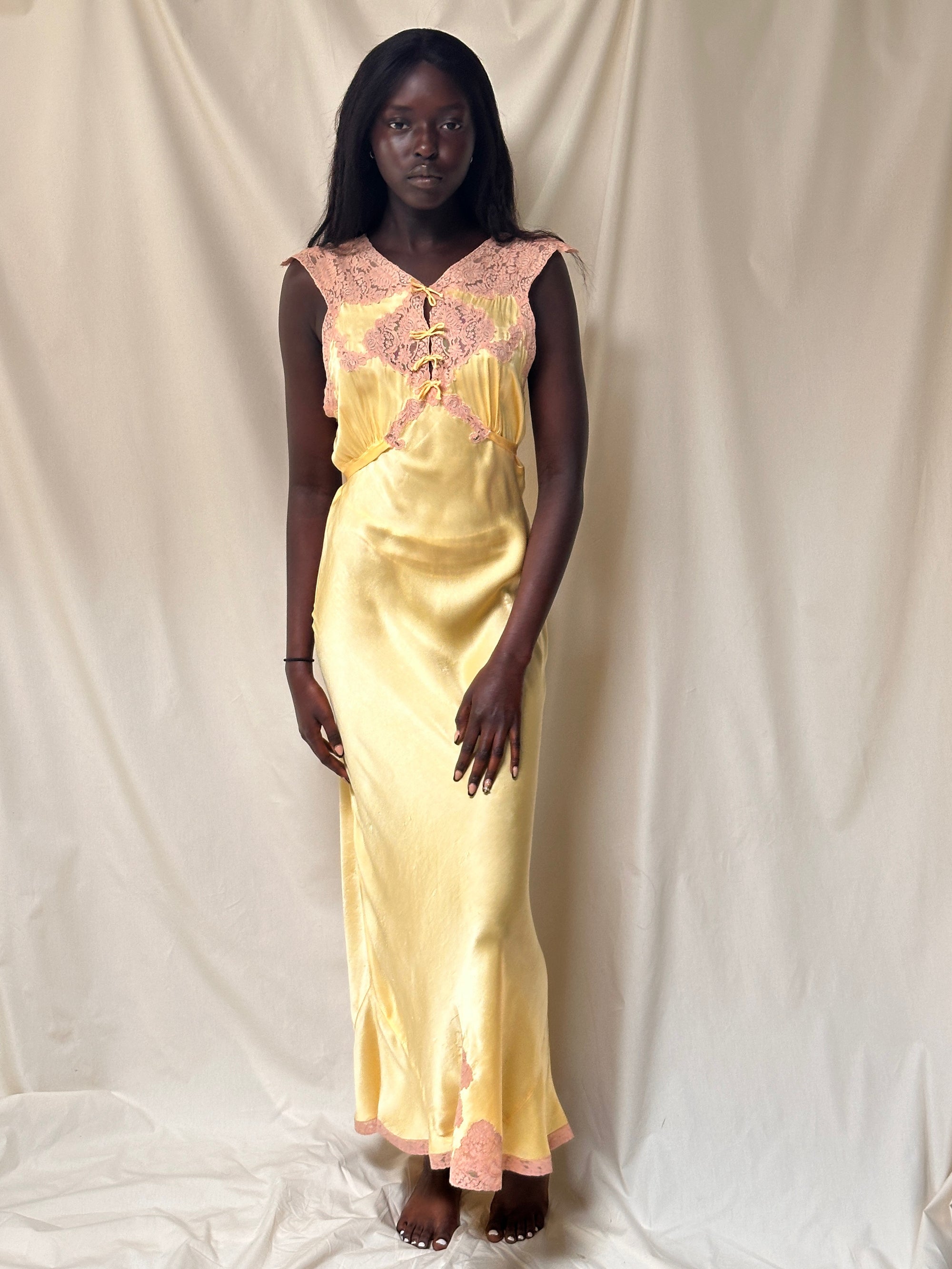 Vintage 1930’s Silk Rayon Lace Slip Dress