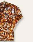 Vintage 1960s Hand-Dyed Folk Web Veining Tie-Dye Long Sleeve Shirt in Rust | Hanes Loopwheel 100% Cotton Shirt