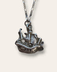 Vintage Sterling Silver Ship Necklace | Sterling Silver Charm Necklace