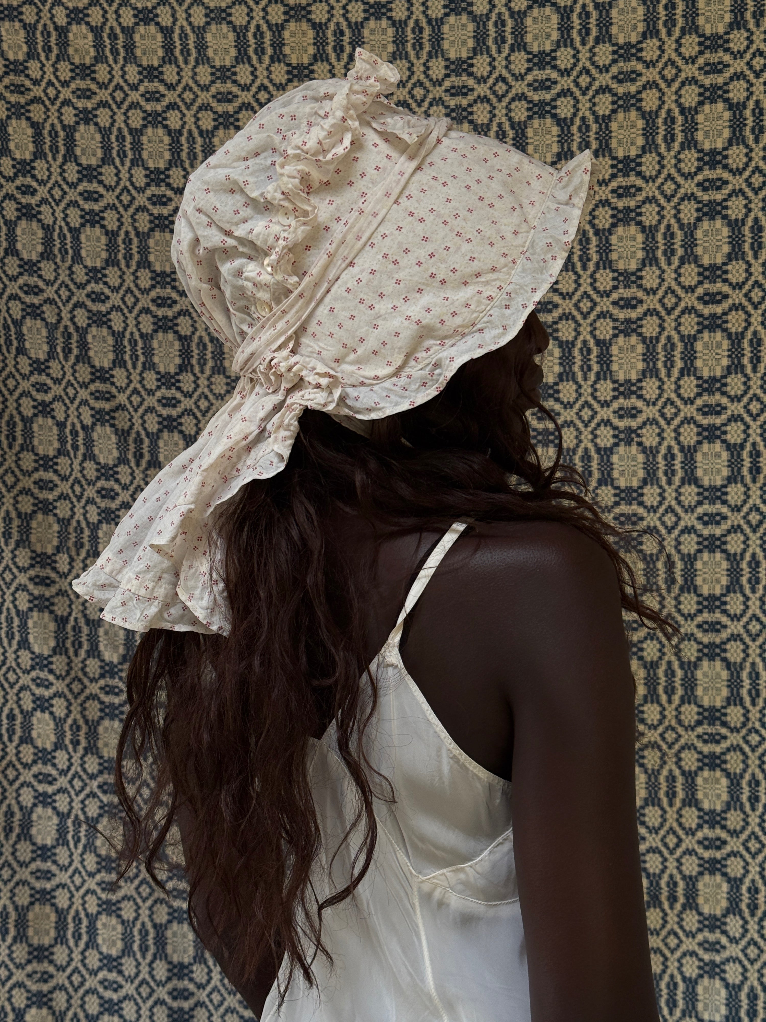 Antique 1800s Calico Cotton Sun Bonnet | Victorian Prairie  display picture 1