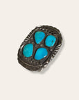 Vintage 1970’s Four Stones Turquoise & Sterling Silver Belt Buckle
