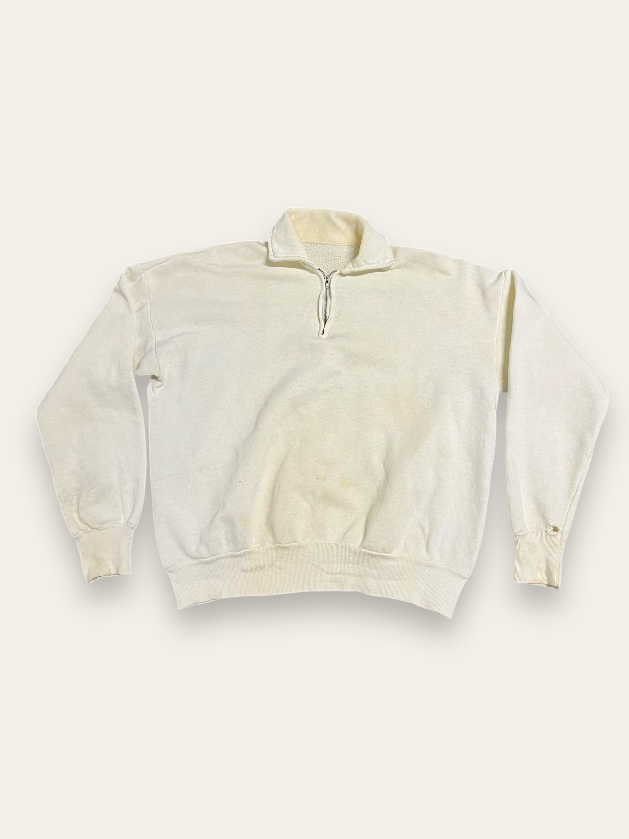 Vintage 1950’s Creme Quarter Zip Pullover Sweatshirt