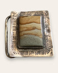 Vintage 1970’s Sterling Silver Agate Belt Buckle