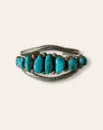 Vintage Navajo Turquoise & Sterling Silver Multi-Stone Cluster Bracelet | Southwestern Jewelry Cuff