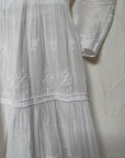 Vintage 1900s Antique Edwardian White Embroidered Cotton Lawn Dress | Hand Embroidered Lace Heirloom Tea Dress