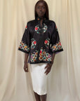 Vintage 1920’s Chinese Silk Jacket | Antique Hand Embroidery Crane Floral Motif Silk
