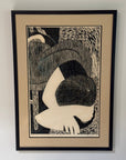 Vintage MCM Yamada Signed Edition 1/10 “REST” | Framed Japanese Sosaku-Hanga Woodblock Print Mid Century Art