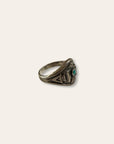 Vintage Fed Harvey Era Thunderbird Sterling Silver and Turquoise Ring Size 7.5