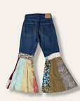 Vintage 1960s Levi’s 501s Big E Hippie Patchwork Denim Jeans | Bell Bottom Folk Art Custom Denim Pants W:26