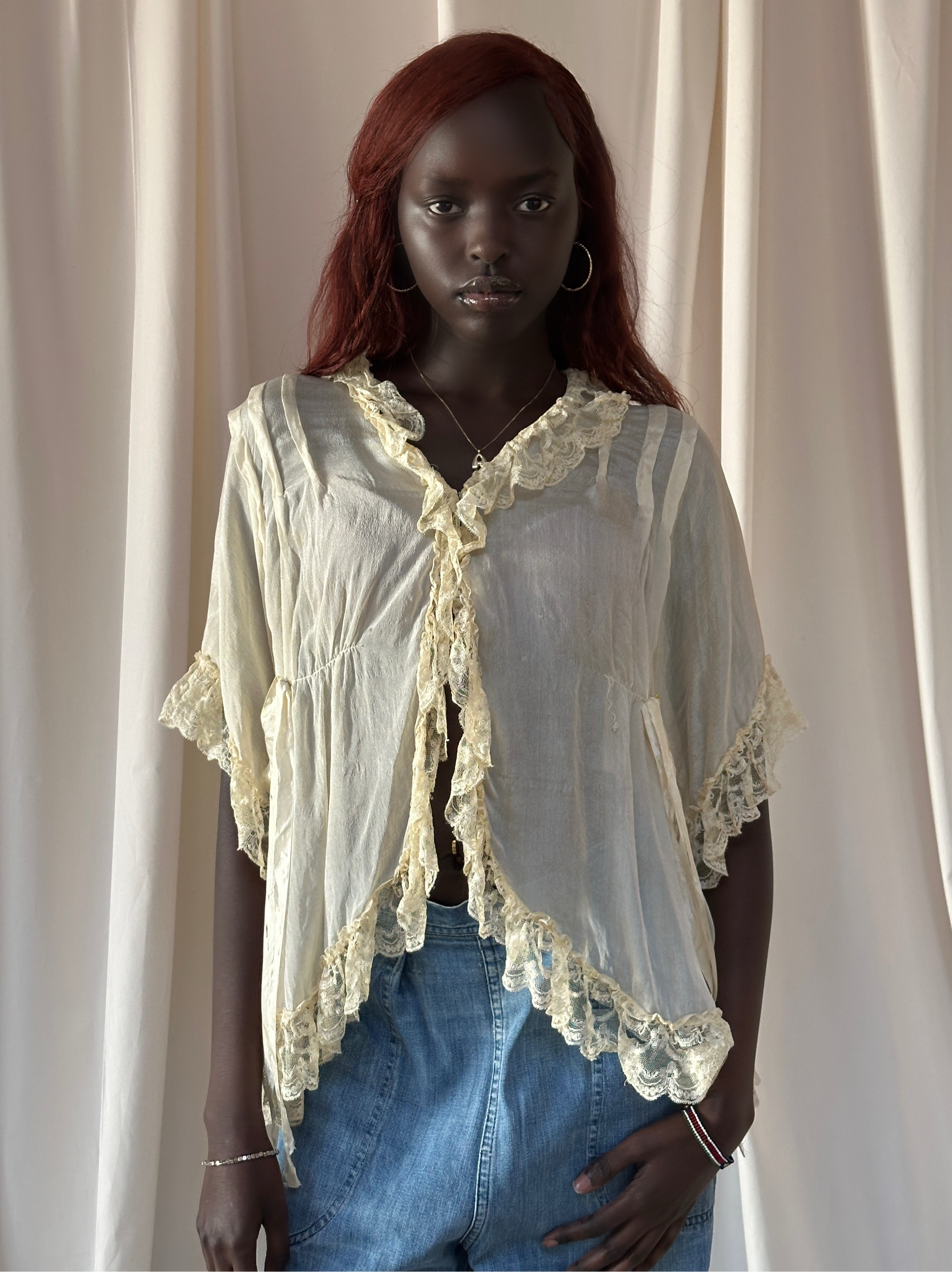 Vintage 1920’s Flapper Silk & Lace Robe Top