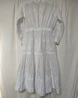 Vintage 1900s Antique Edwardian White Embroidered Cotton Lawn Dress | Hand Embroidered Lace Heirloom Tea Dress