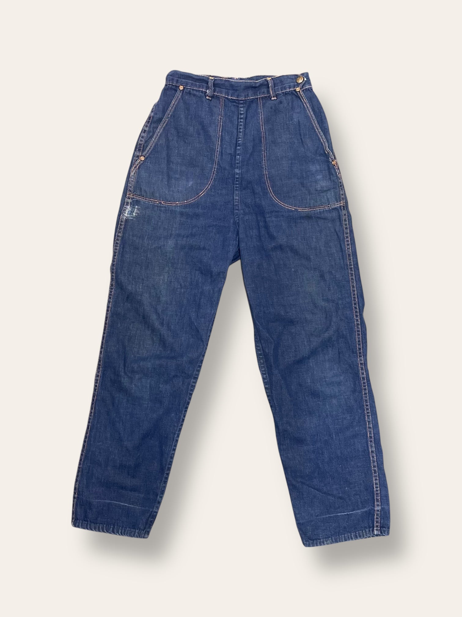 Vintage 1940's Strong and Reliable Side Zip Ranch Denim W:25